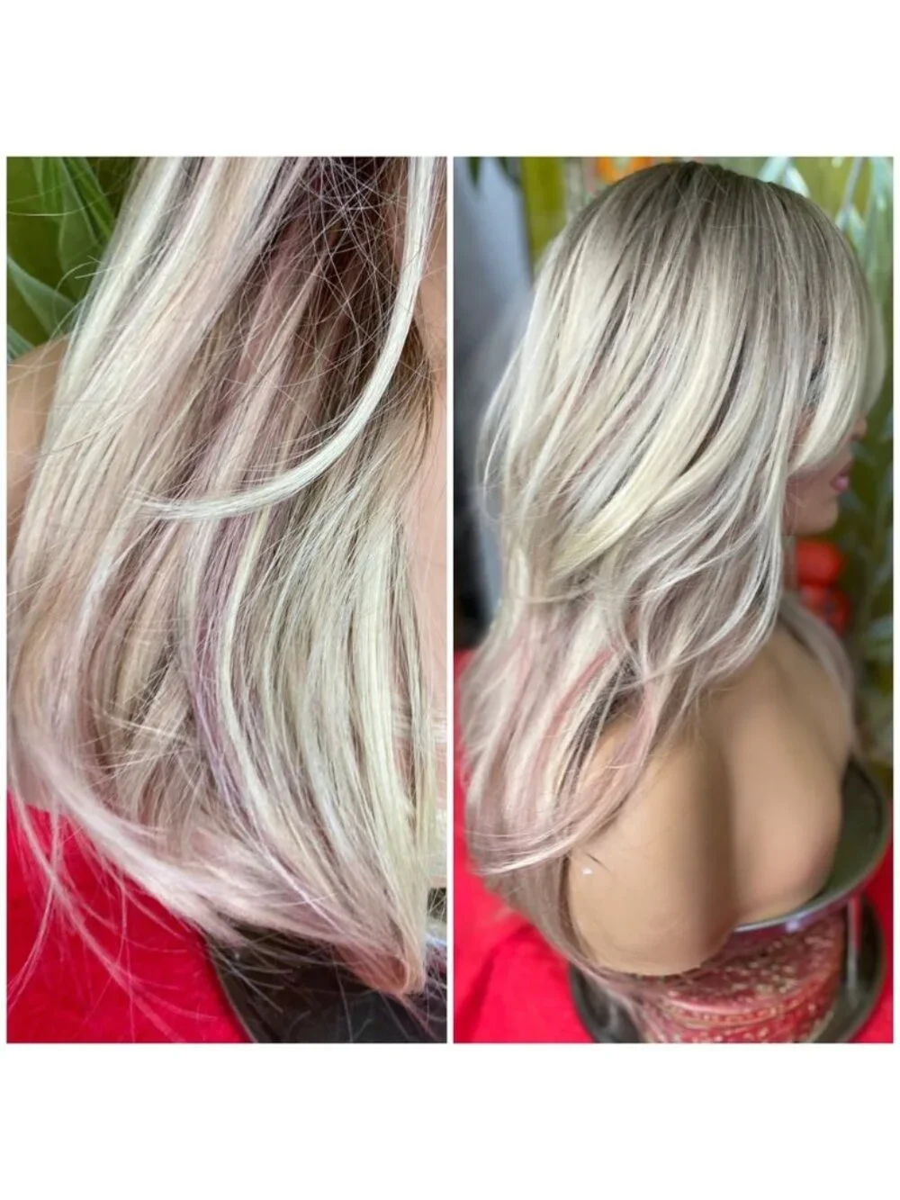 LAST ONE blonde with pink highlights layered wig